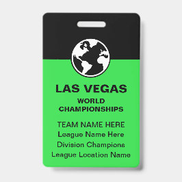 Tarjeta De Identificación Campeonato de Billar de Las Vegas Insignias de equ