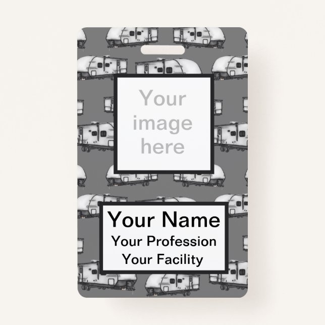 Tarjeta De Identificación Campers personalizados - Insignia gris (Anverso)
