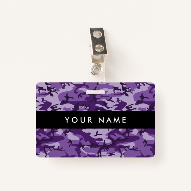 Tarjeta De Identificación Camuflaje morado, ejército (Anverso con clip)