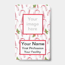 Tarjeta De Identificación Candy Canes y Holly Badge