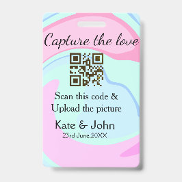 Tarjeta De Identificación Capturar el amor añadir QR scan mármol azul rosa
