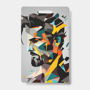 Tarjeta De Identificación Cara humana en estilo abstracto