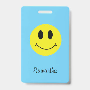 Tarjeta De Identificación Cara sonriente clásica con nombre