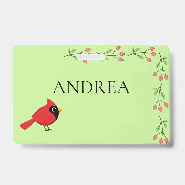Tarjeta De Identificación Cardenal rojo Personalizado con flores (Anverso)