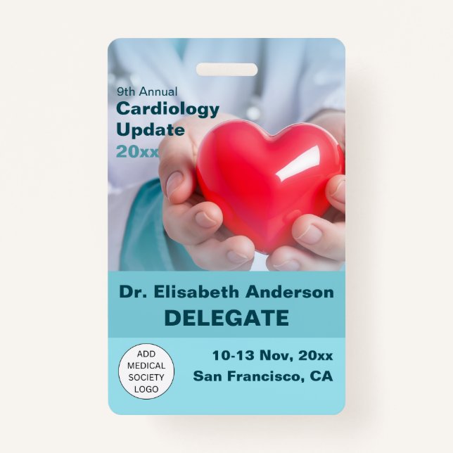 Tarjeta De Identificación Cardiología Conferencia Médica Cardiotorácica (Anverso)