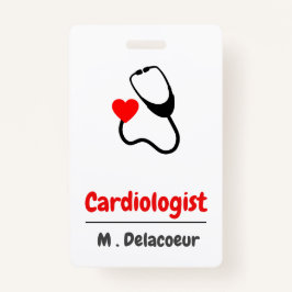 Tarjeta De Identificación Cardiólogo - estetoscopio en forma de corazón