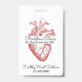 Tarjeta De Identificación Cardiólogo o clínica cardíaca Corazón anatómico