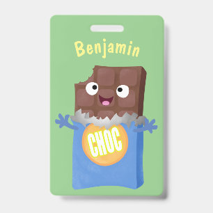 Tarjeta De Identificación Caricatura de dibujos animados de un dulce chocola