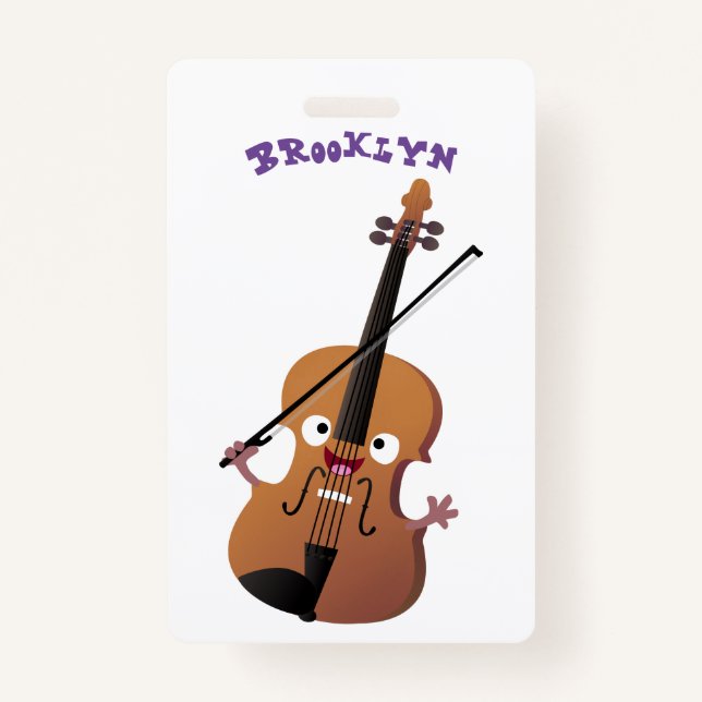 Tarjeta De Identificación Caricatura musical divertida en violín (Anverso)