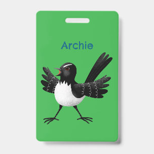 Tarjeta De Identificación caricatura personalizada de Willie Wagtail austral