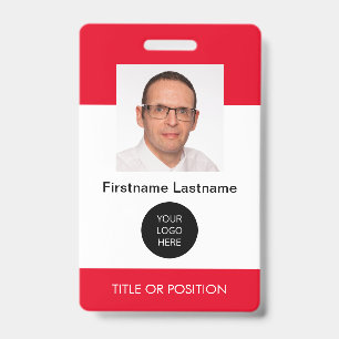 Tarjeta De Identificación Carné de nombre con foto ID roja