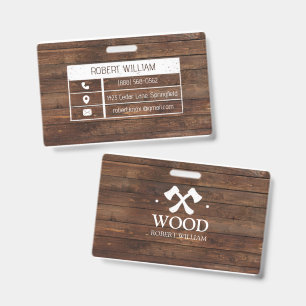 Tarjeta De Identificación Carpintero Profesional Cust Carpintero de Madera