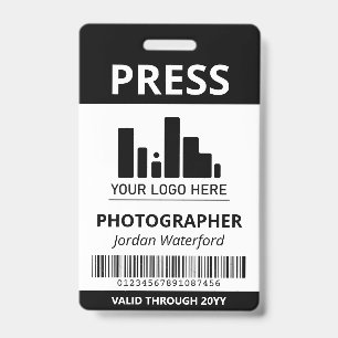 Tarjeta De Identificación Cartera de prensa con código de barras y logotipo