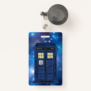 Tarjeta De Identificación Casilla de llamadas públicas de la policía azul -
