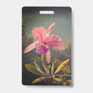 Tarjeta De Identificación Cattleya Orquídea y Tres Colibríes Heade