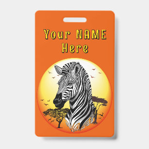 Tarjeta De Identificación Cebra Animal Salvaje Sabana Africana