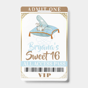 Tarjeta De Identificación Centrada en Zapatilla de Cenicienta Princesa Dulce