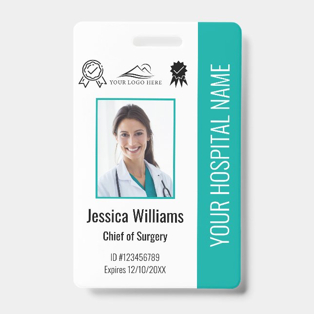 Tarjeta De Identificación Certificación de foto de empleado de hospital ID a (Parte frontal)