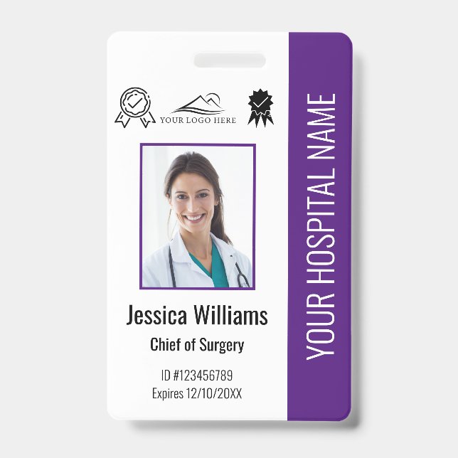 Tarjeta De Identificación Certificación de foto de empleado de hospital ID p (Parte frontal)