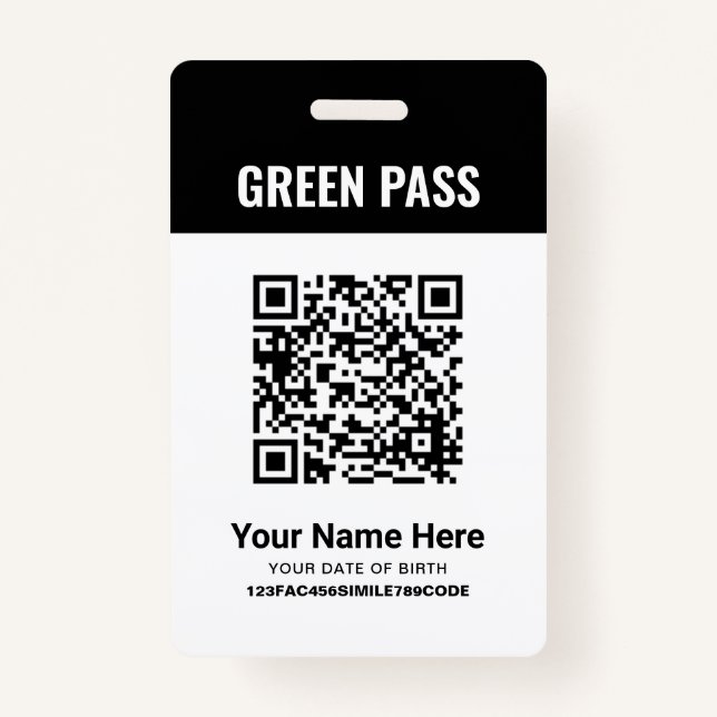 Tarjeta De Identificación Certificado de vacunación Green Pass PVC Black (Anverso)