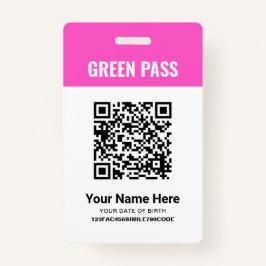 Tarjeta De Identificación Certificado de vacunación Green Pass PVC Pink