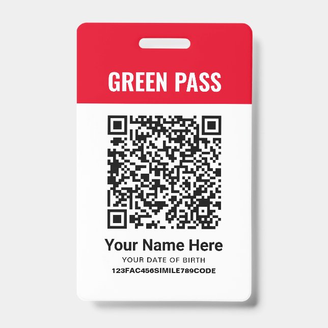 Tarjeta De Identificación Certificado de Vacunación Green Pass PVC Rojo (Parte frontal)