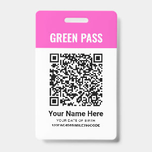 Tarjeta De Identificación Certificado de Vacunación Green Pass PVC Rosa