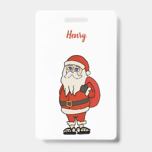 Tarjeta De Identificación Chanclas de Navidad de Papá Noel personalizadas