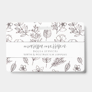 Tarjeta De Identificación Chapa de Doula Floral Dibujada a Mano Caprichosa S