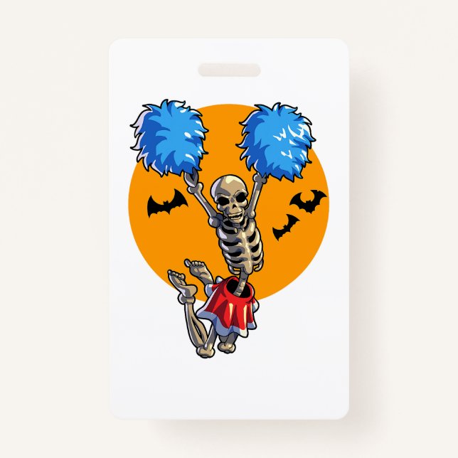 Tarjeta De Identificación Cheerled Skeleton Halloween Cheer Mom Chicas Wo (Anverso)