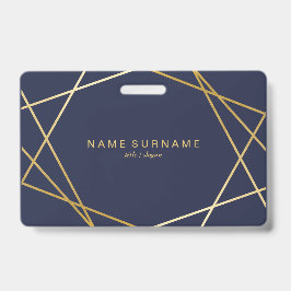 Tarjeta De Identificación Chic Minimalista Moderno Dorado Geométrico Azul Me