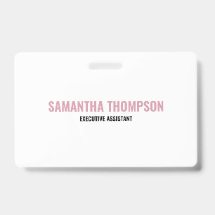 Tarjeta De Identificación Chic Moderno Rosa, Blanco y Negro