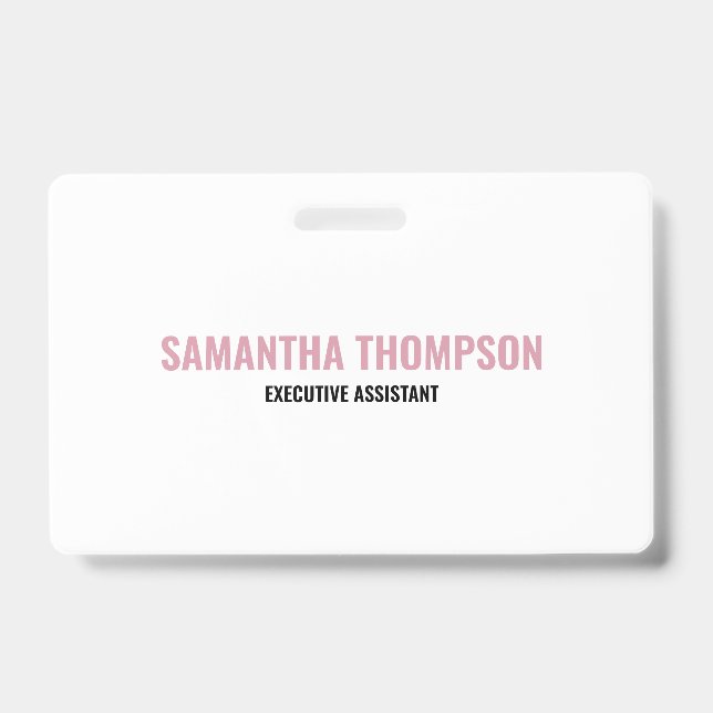 Tarjeta De Identificación Chic Moderno Rosa, Blanco y Negro (Parte frontal)