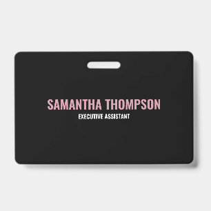 Tarjeta De Identificación Chic Moderno Rosa, Blanco y Negro 