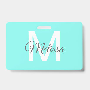 Tarjeta De Identificación chic playero abstracto turquesa aqua azul femenino