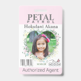 Tarjeta De Identificación chica de flores Petal Patrol Badush blush
