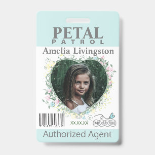Tarjeta De Identificación Chica de las flores Insignia de Patrulla de Pétalo