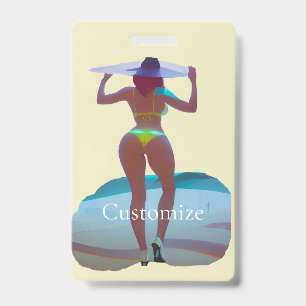 Tarjeta De Identificación Chica de Playa Bikini Booty Thunder_Cove