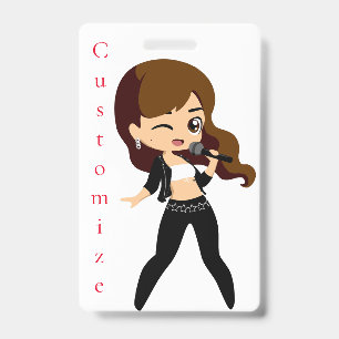 Tarjeta De Identificación Chica Guay Canta Karaoke Thunder_Cove