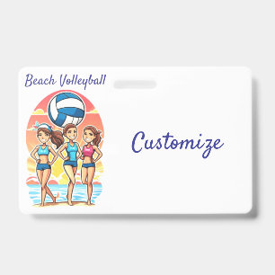Tarjeta De Identificación Chicas de voleibol de playa Thunder_Cove