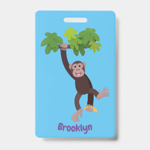 Tarjeta De Identificación Chimpancé lindo en personalizado colgante de la ju