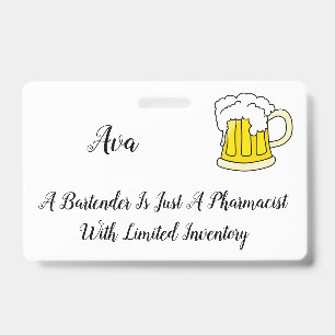 Tarjeta De Identificación Chiste de humor de farmacéutico barman