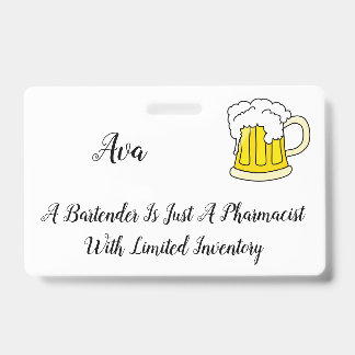 Tarjeta De Identificación Chiste de humor de farmacéutico barman