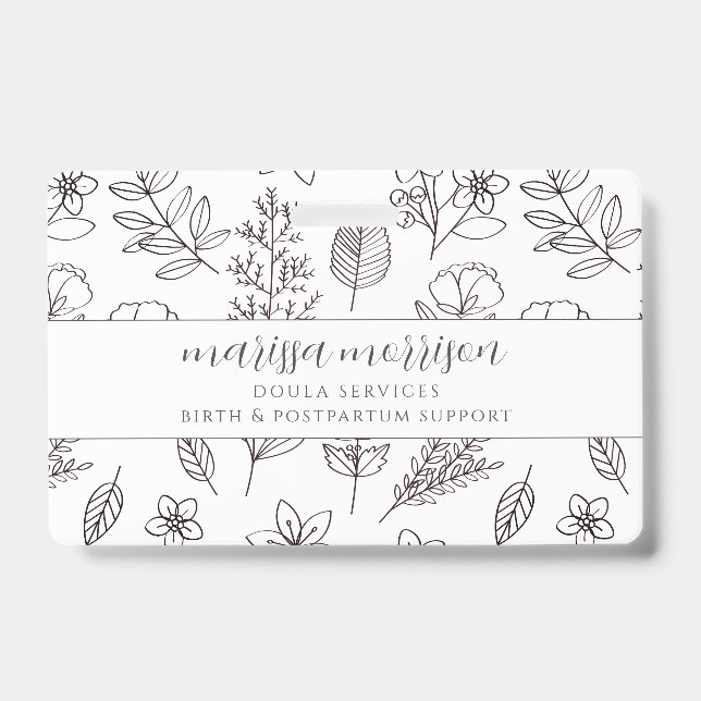Tarjeta De Identificación Chistoso distintivo de doula floral dibujado a man (Parte frontal)