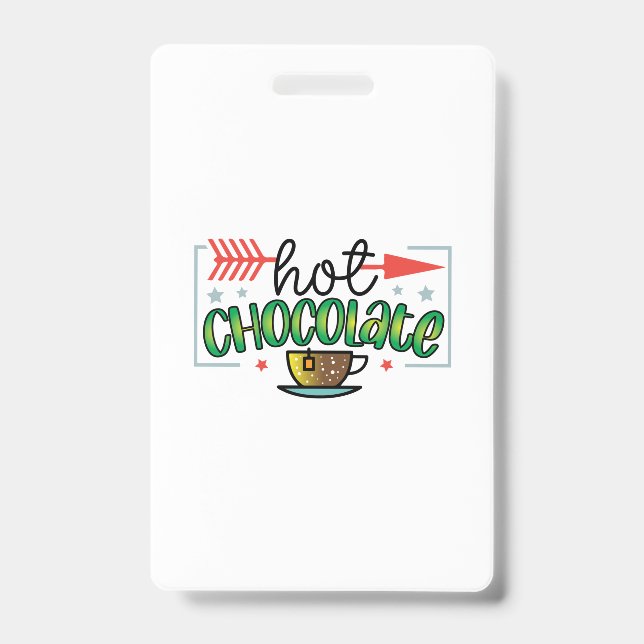 Tarjeta De Identificación Chocolate Caliente con Arte de Café (Parte frontal)