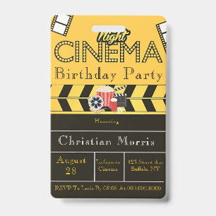 Tarjeta De Identificación Cine de moda Cualquier fiesta de cumpleaños de la 