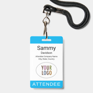 Tarjeta De Identificación Cinta para Badge de Asistente con Logo Azul Cielo