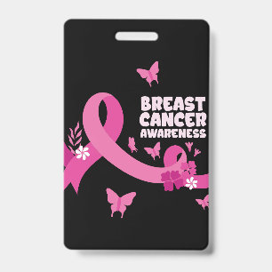 Tarjeta De Identificación Cinta Rosa Mujeres Cáncer Conciencia del Cáncer de