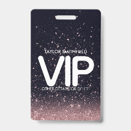 Tarjeta De Identificación Cinturón VIP de glitter negro rosa de moda persona