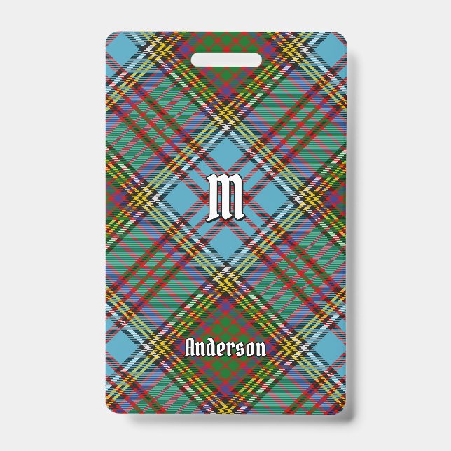 Tarjeta De Identificación Clan Anderson Tartan Badge (Front)